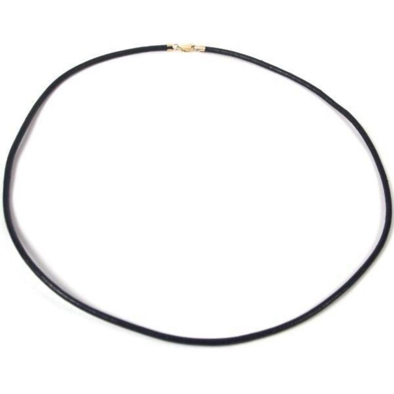 Black Leather Cord Necklace Jewelry 14K Gold Clasp 16" 2 Pack